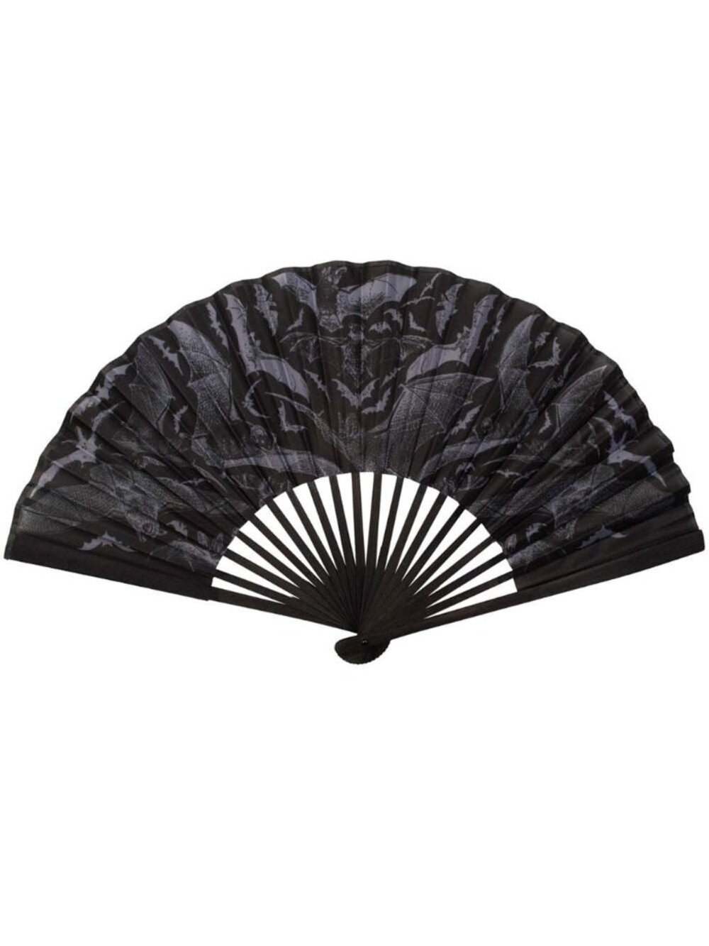 Kreepsville 666 Black and Gray Bats Fabric Hand Fan 16" Wide NWT